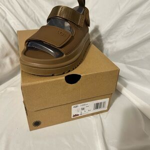 UGG Kids Chestnut Hook-and-Loop Platform Sandals